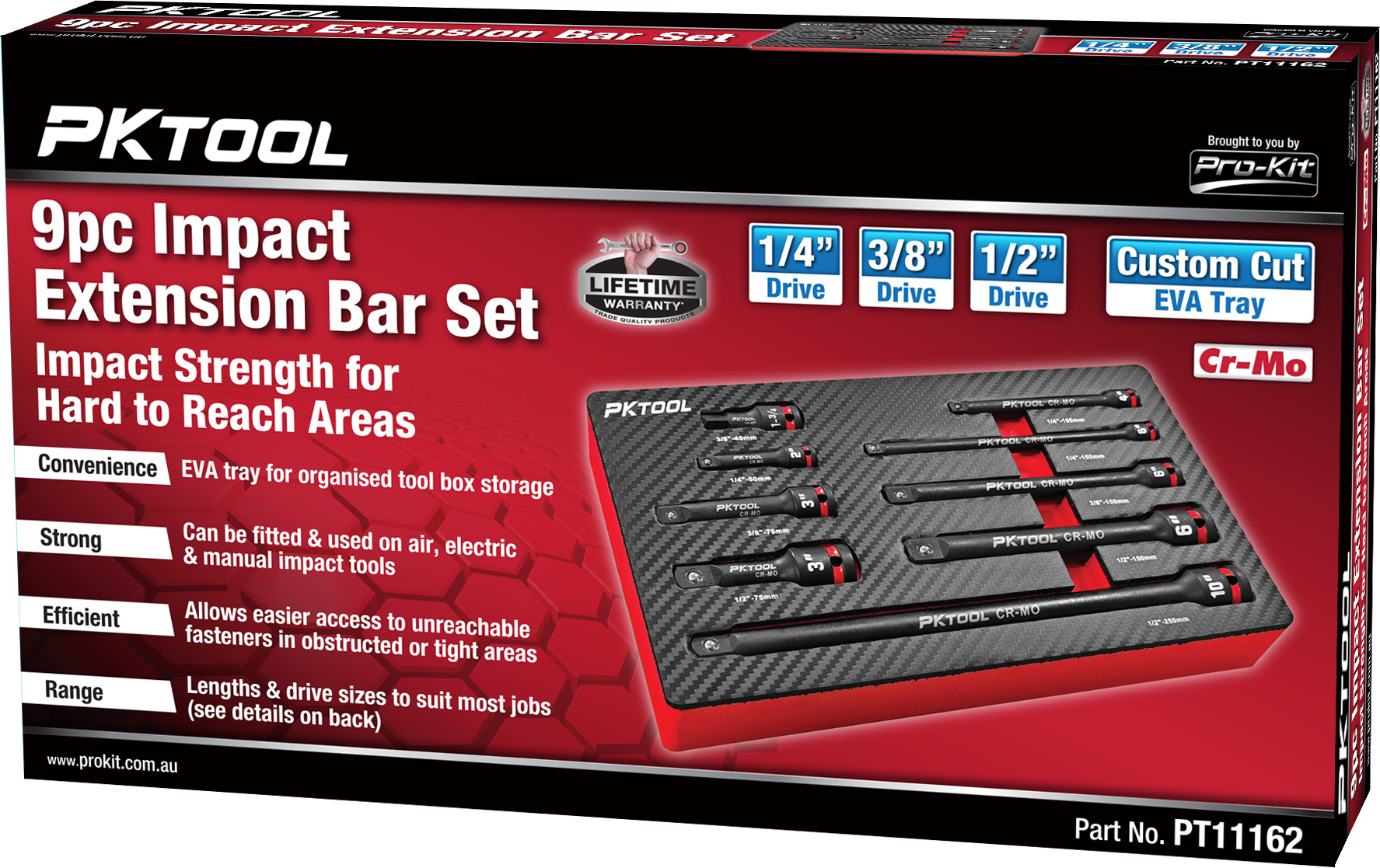 9pc 1/4″, 3/8″ & 1/2″ DrImpact Extension Bar Set