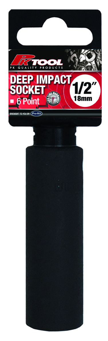 18mm 1/2” DRIVE 6PT METRIC Cr-V DEEP IMPACT SOCKET