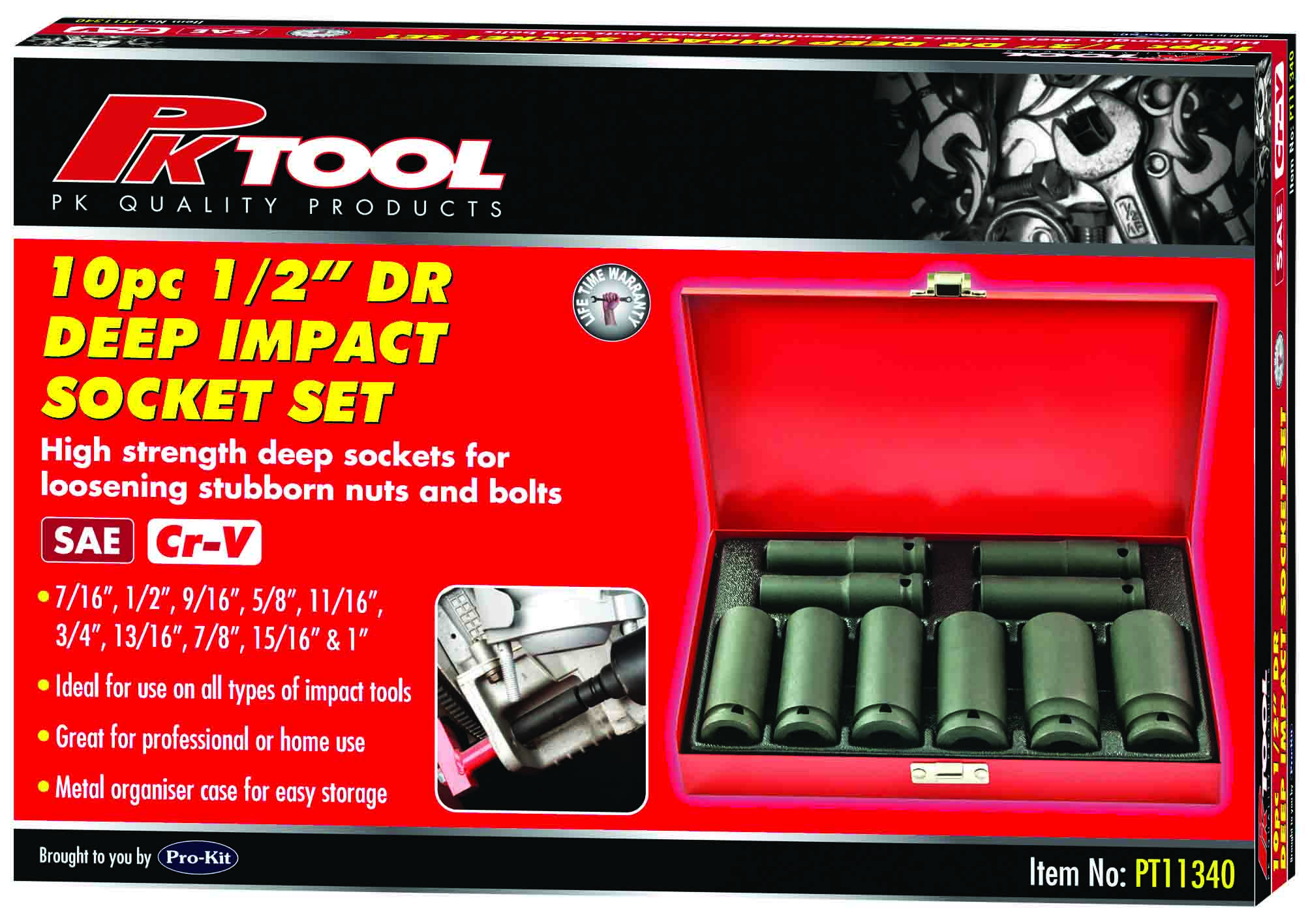 10pc 1/2” Dr SAE Deep Impact Socket Set 6pt