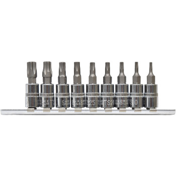 9pc 37mm 1/4” Dr Tamper Proof Star Bits Socket Set 5pt