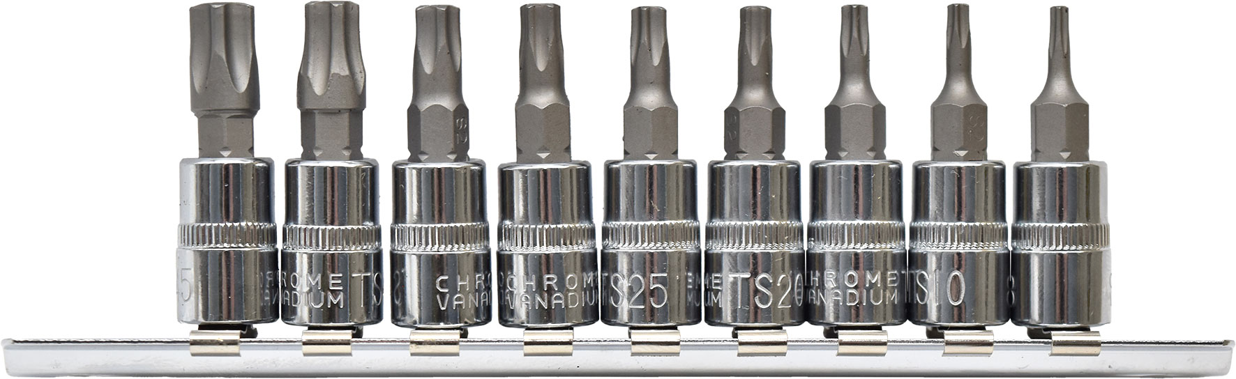 9pc 37mm 1/4” Dr Tamper Proof Star Bits Socket Set 5pt