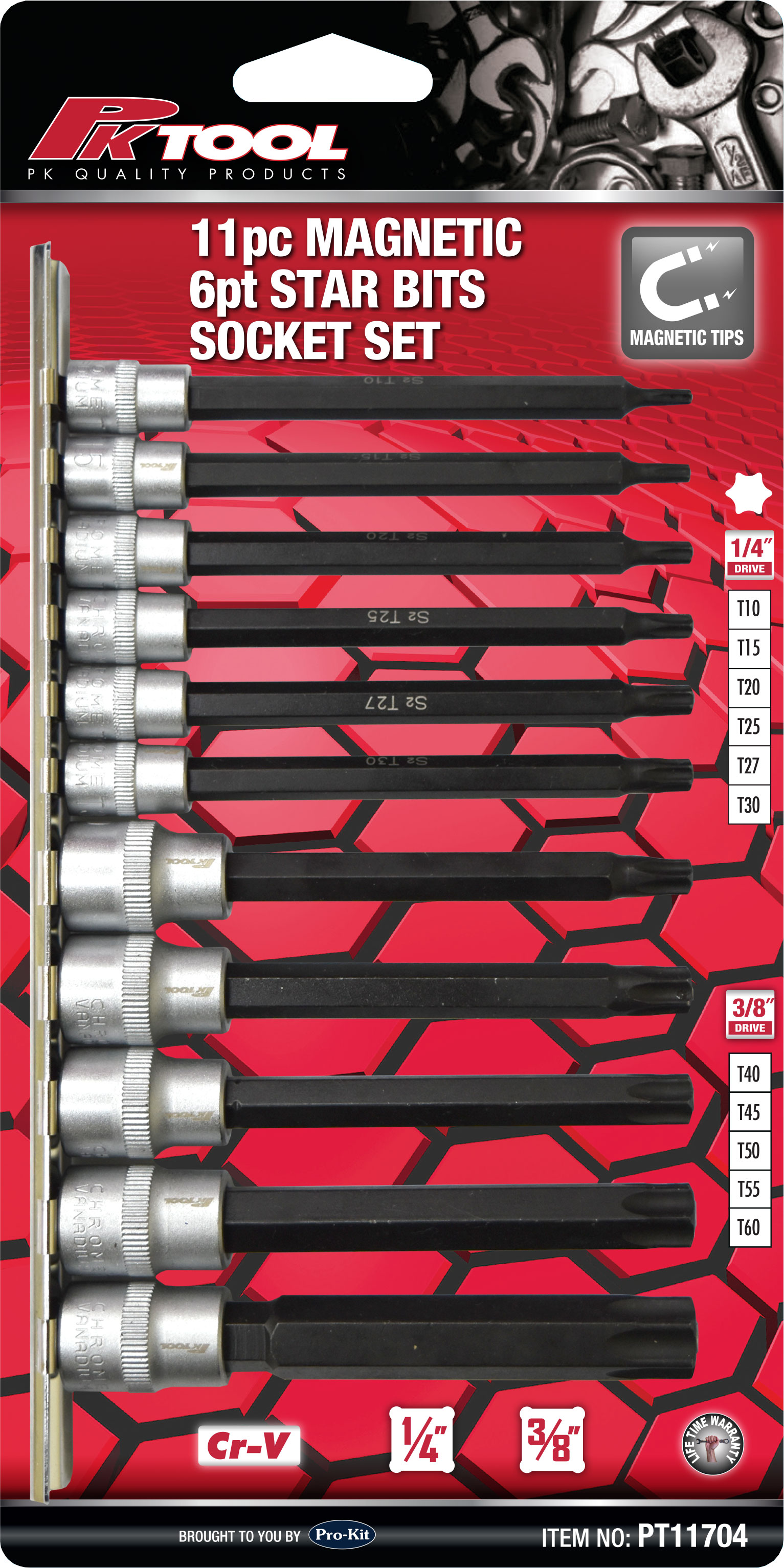 11pc 1/4” to 3/8” Dr Magnetic Star Bits Socket Set 6pt
