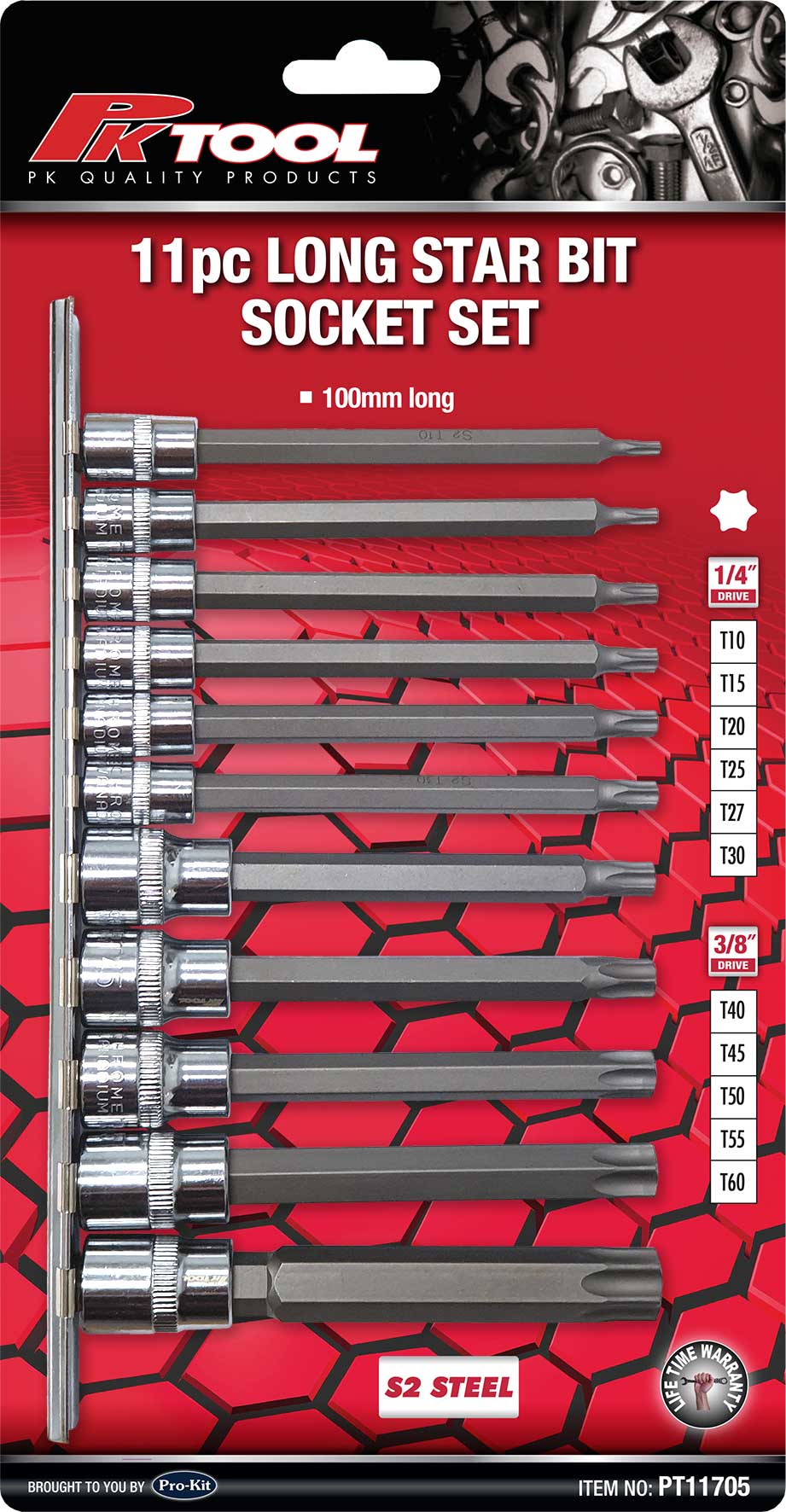 11pc 1/4” to 3/8” Dr Long Star Bits Socket Set 6pt