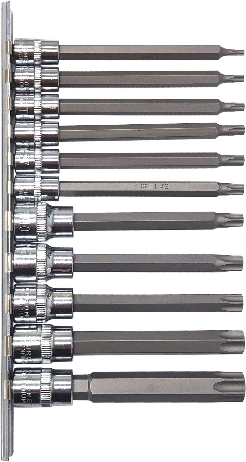 11pc 1/4” to 3/8” Dr Long Tamper Star Bits Socket Set 6pt