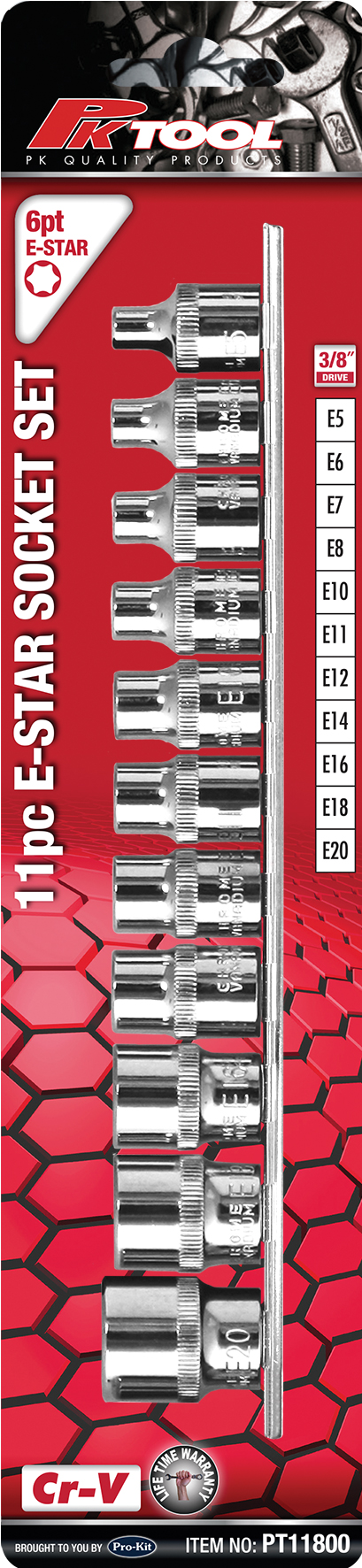 11pc 3/8” Dr E-Star Socket Set 6pt