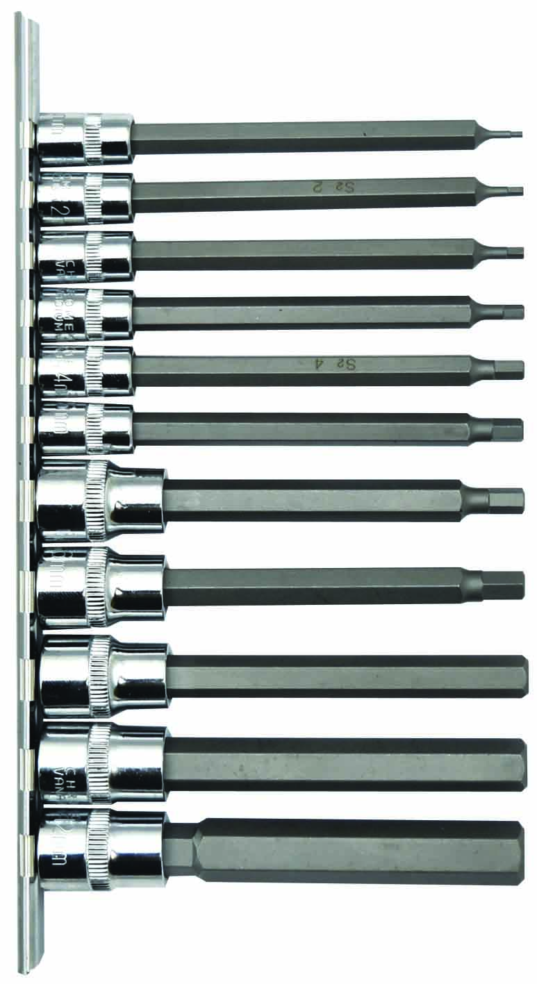 11pc 1/4” & 3/8” METRIC 100mm HEX BITS SOCKET SET