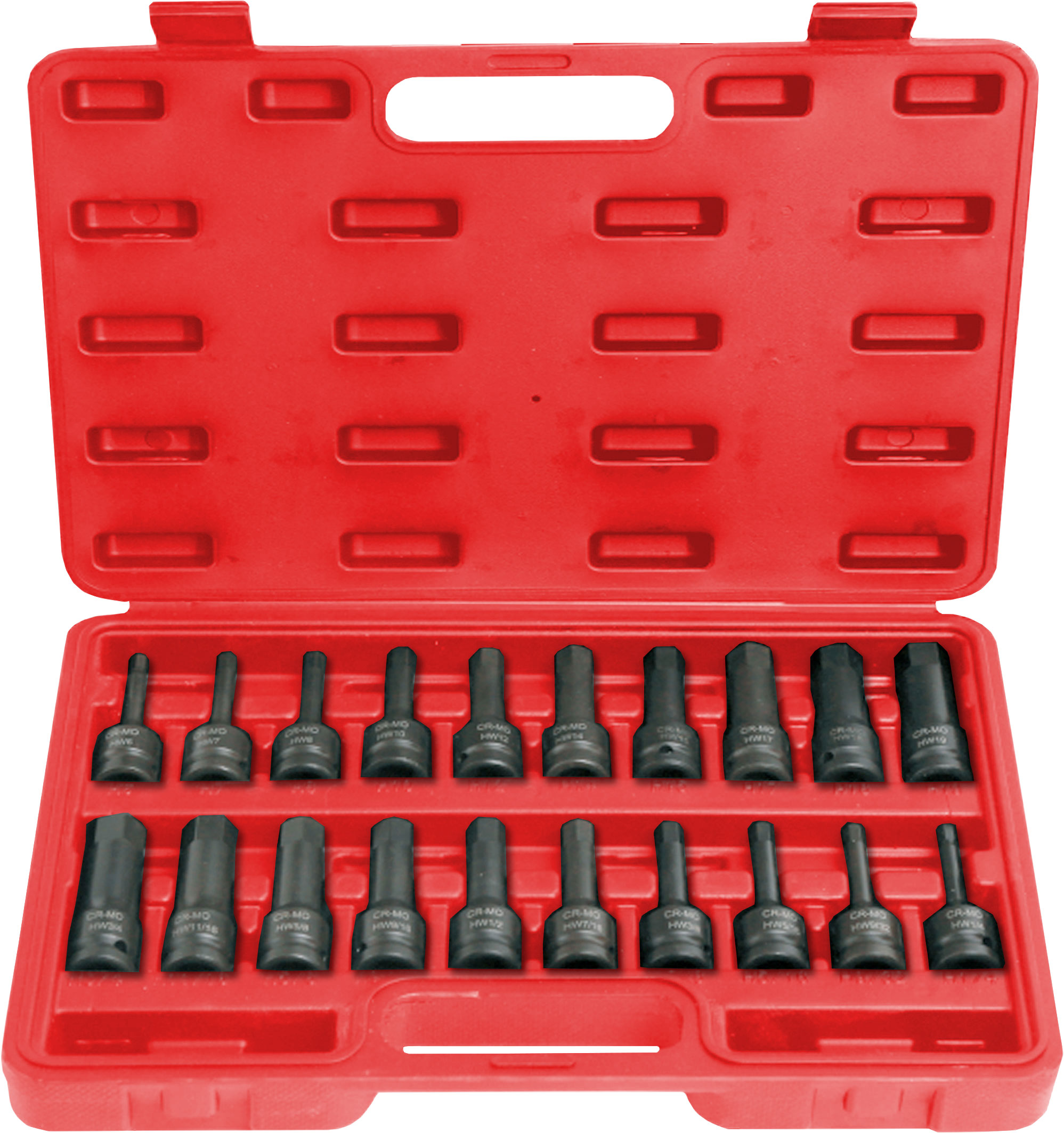 20pc 78mm 1/2˝ Dr Hex Bit Impact Socket Master Set