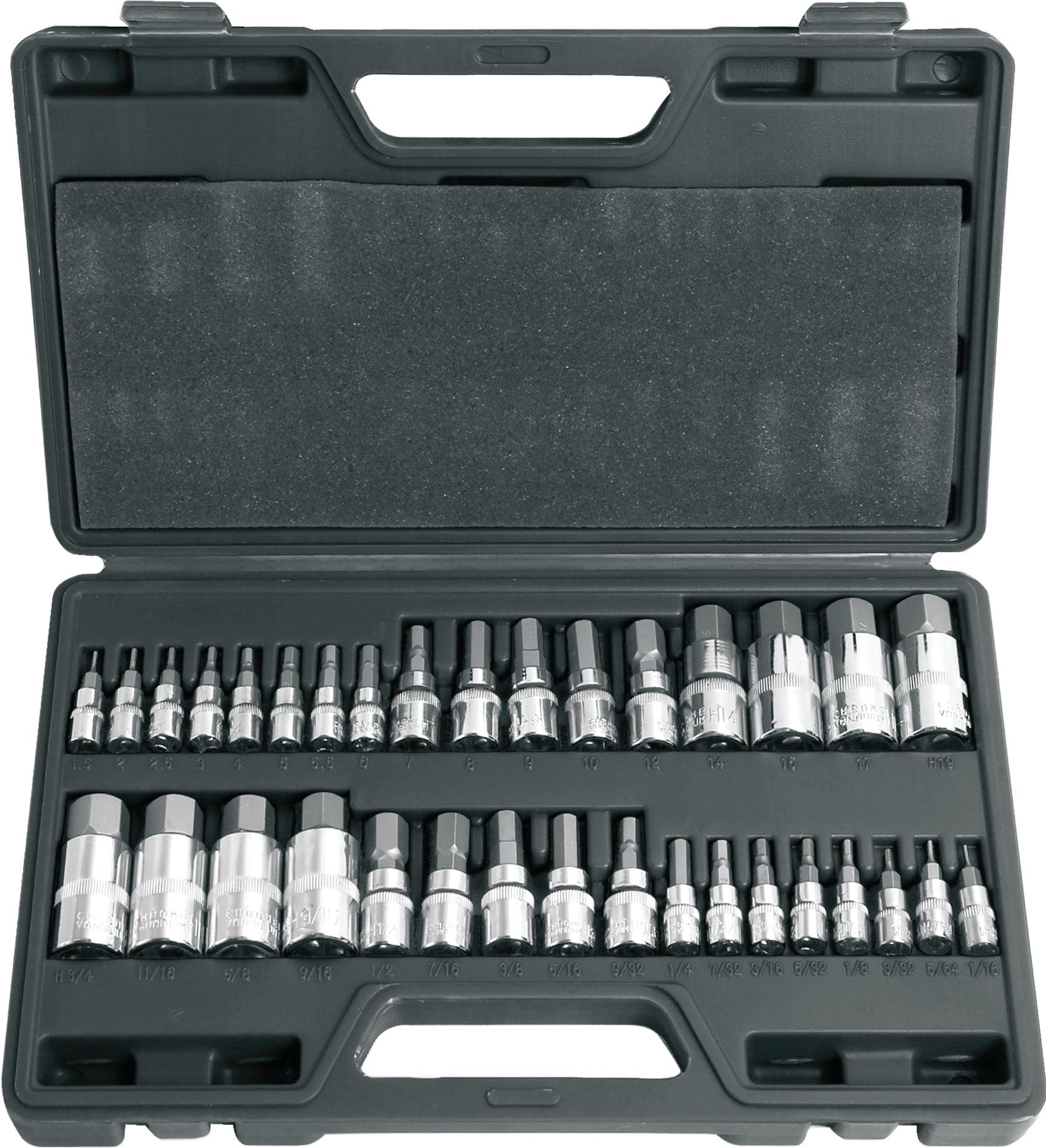 34pc HEX BIT SOCKET MASTER SET