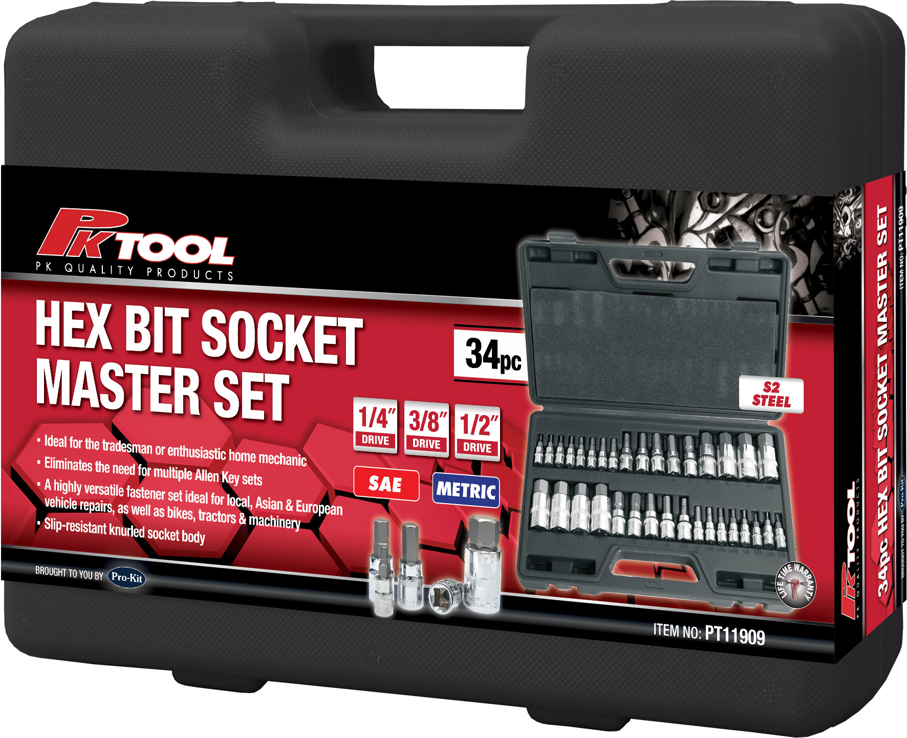 34pc HEX BIT SOCKET MASTER SET
