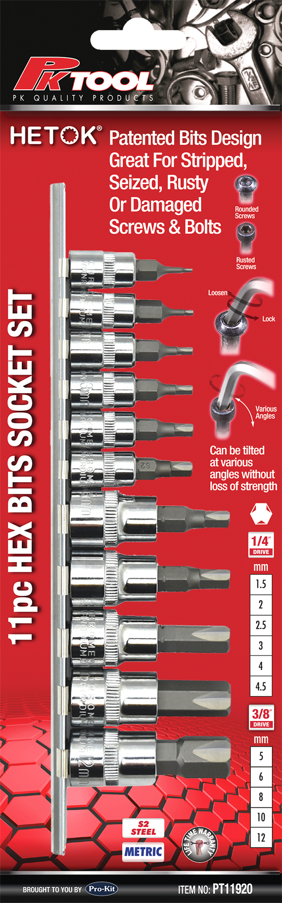 11pc HETOK HEX BITS SOCKET SET