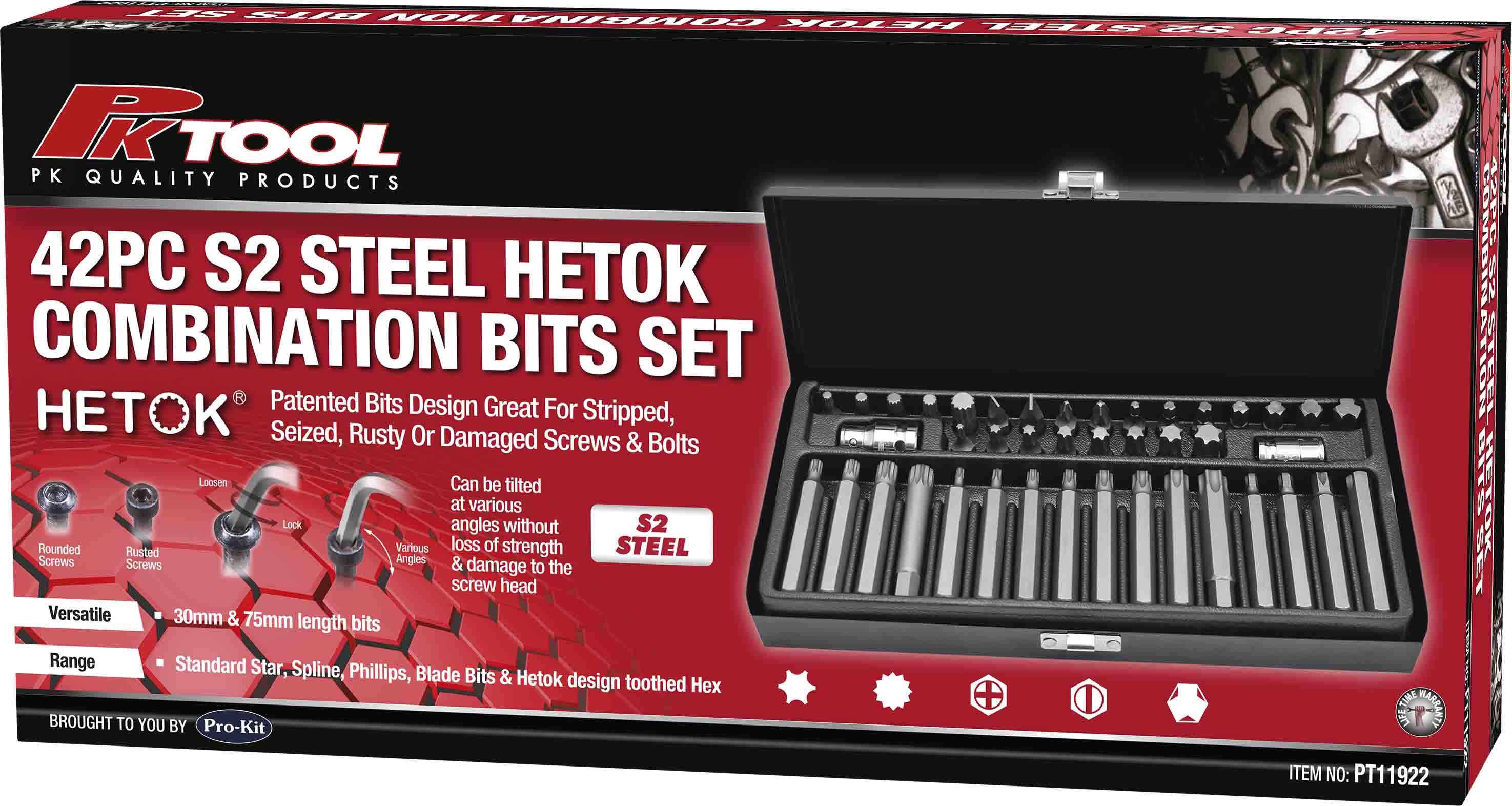 42pc S2 STEEL HETOK COMBINATION BITS SET