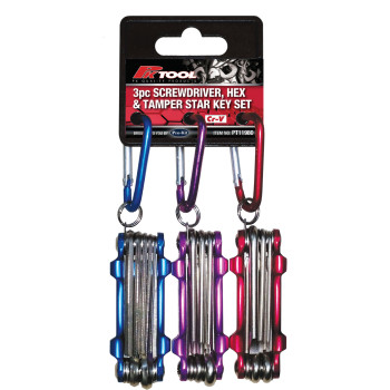 3pc Screwdriver, Hex & Tamper Star Key Set