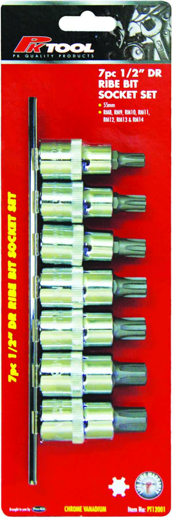 7pc 1/2” DR 55mm RIBE BITS SOCKET SET