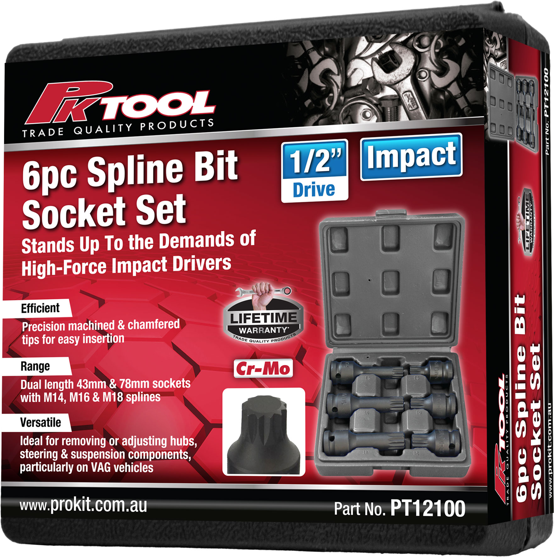 6pc 1/2” DR IMPACT SPLINE BITS SOCKET SET