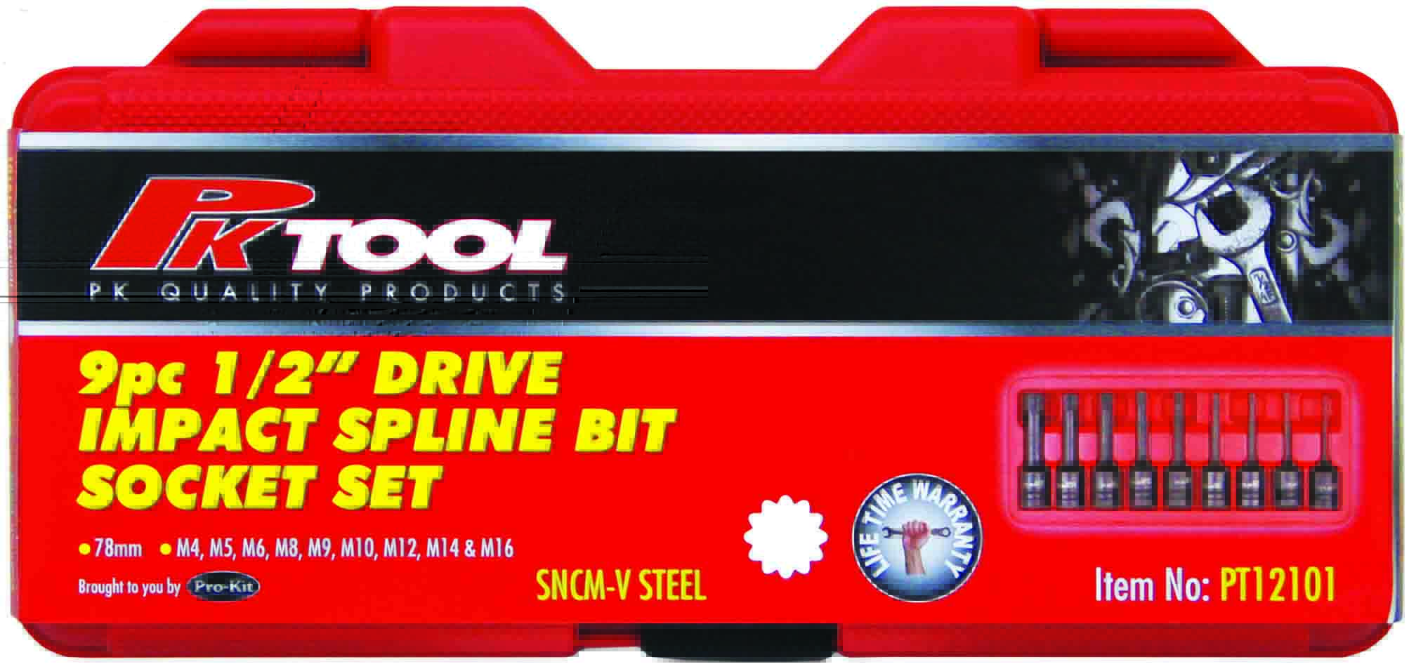 9pc 1/2” DR 78mm IMPACT SPLINE BITS SOCKET SET