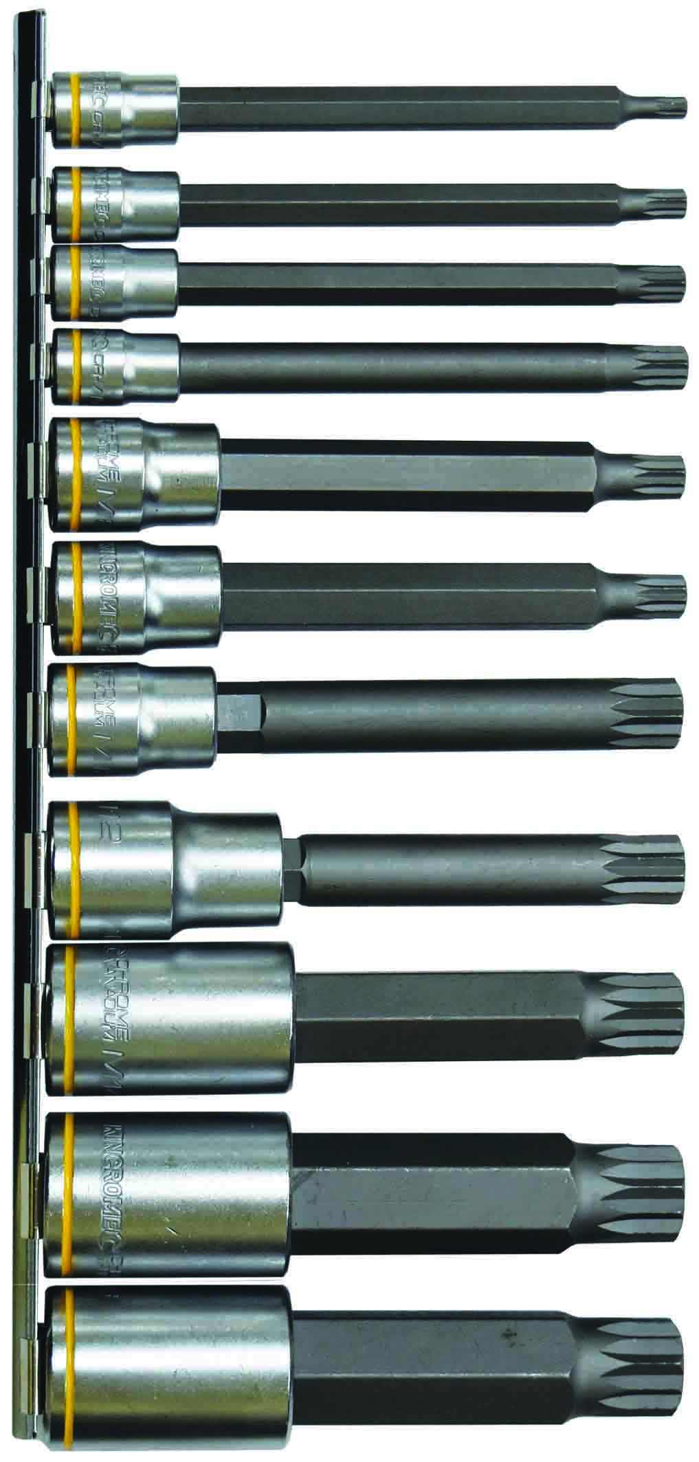 11pc 1/4”, 3/8” & 1/2” DR 100mm SPLINE BITS SOCKET SET