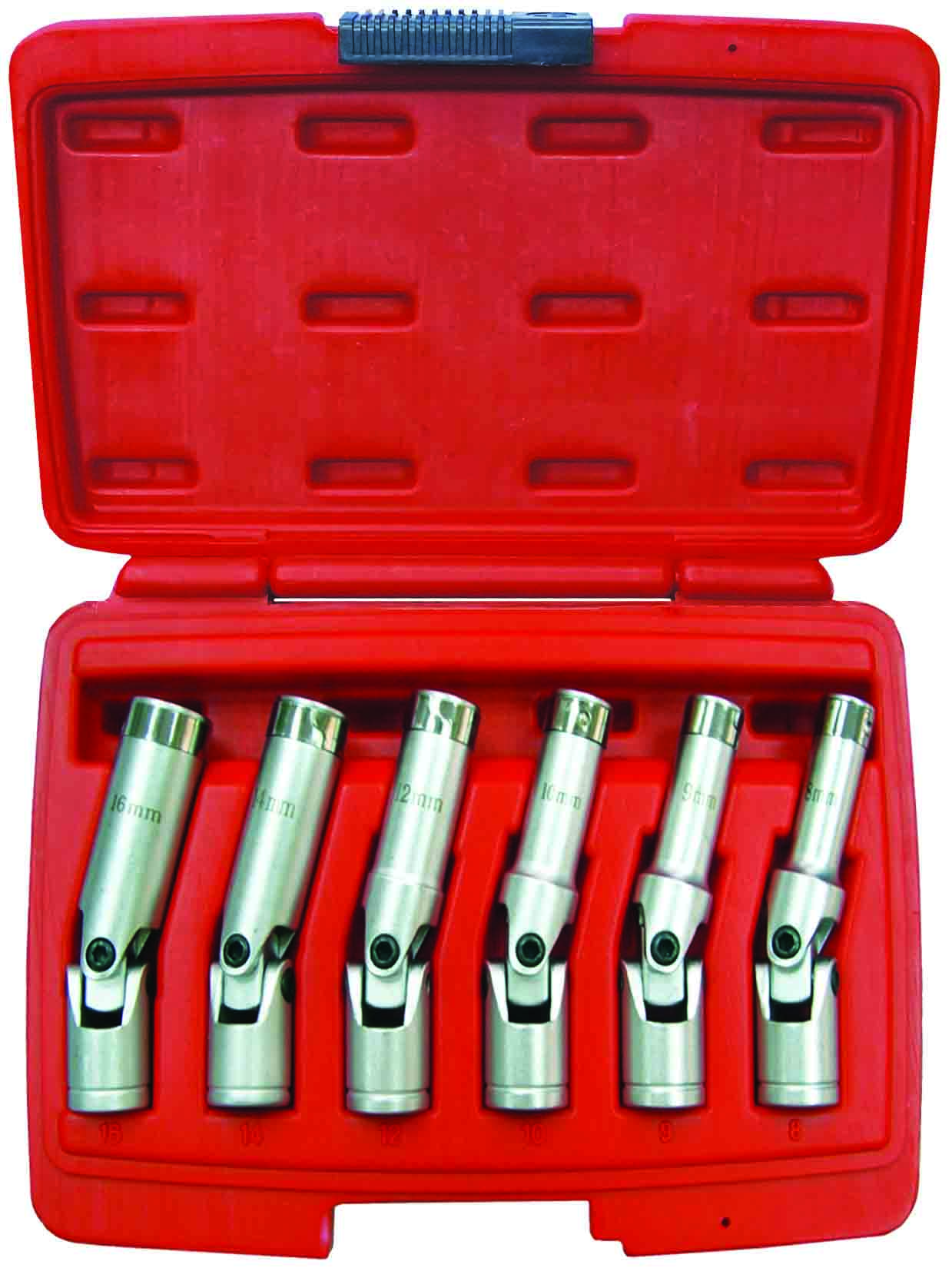6pc 3/8” DRIVE Cr-V UNIVERSAL JOINT GLOW PLUG SOCKET SET