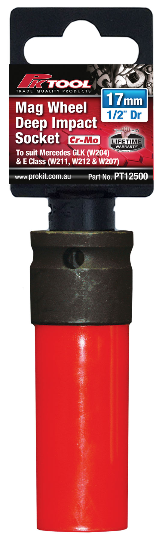 17mm 1/2” Dr Mag Wheel Cr-V Metric Deep Impact Socket To Suit Mercedes Glk W204, E Class, 211, W212 & W207