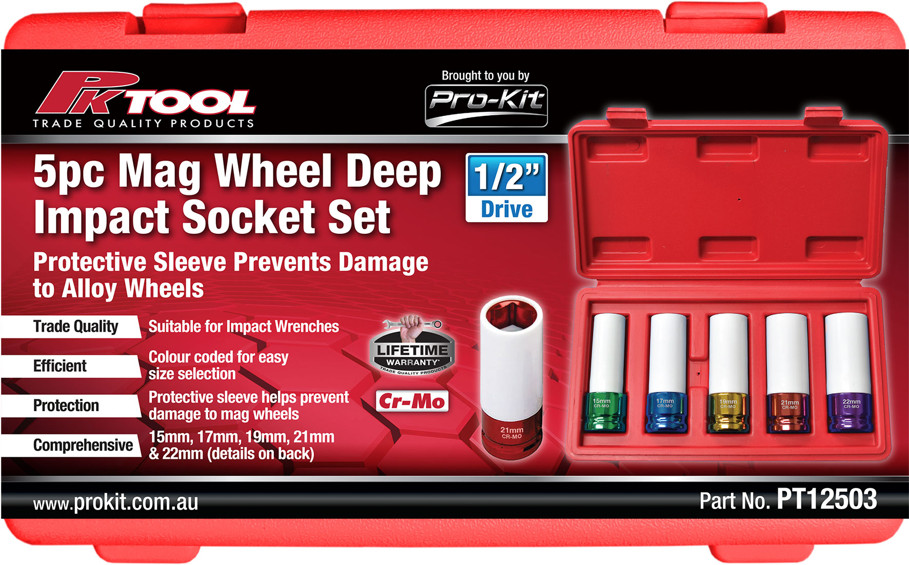 5pc 1/2″ Dr Mag Wheel Deep Impact Socket Set