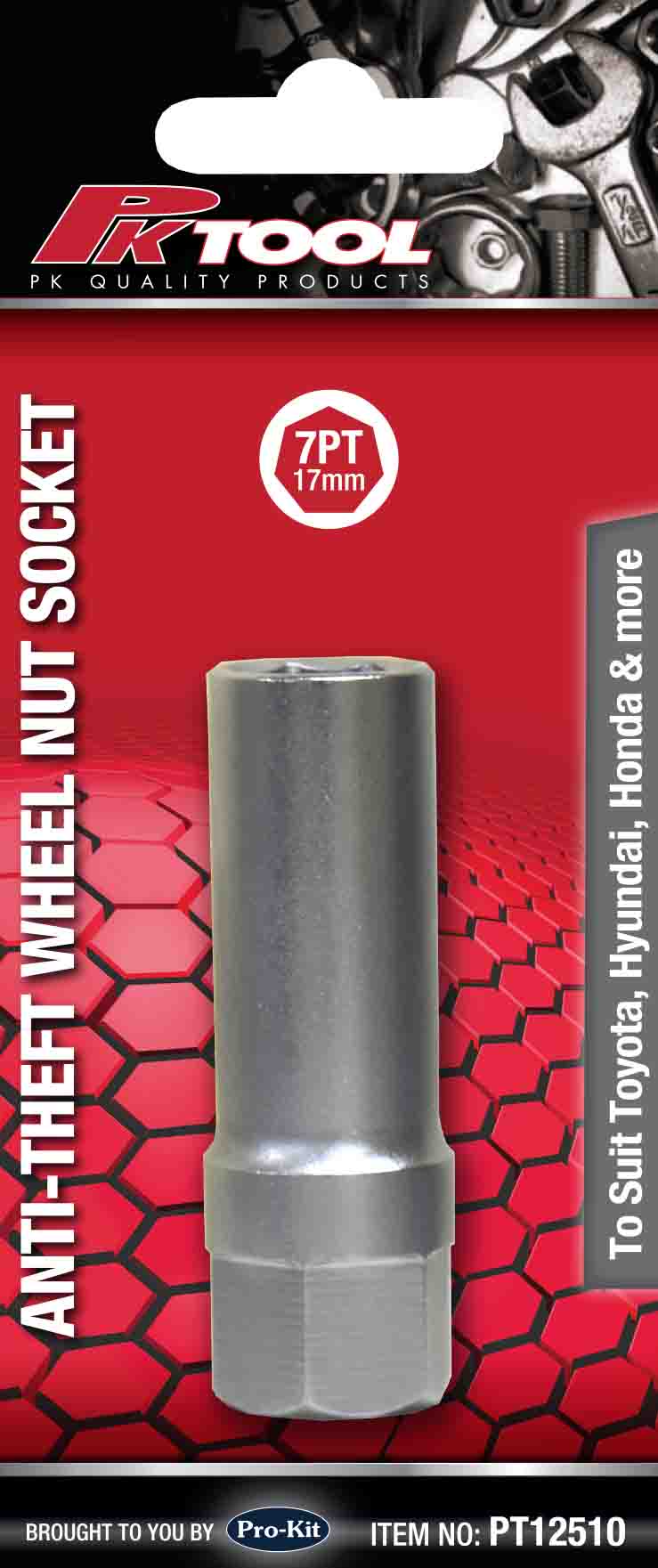 17mm 1/2″ Dr Locking Wheel Nut Socket 7pt to Suit Toyota, Hyundai, Honda & many other vehicles