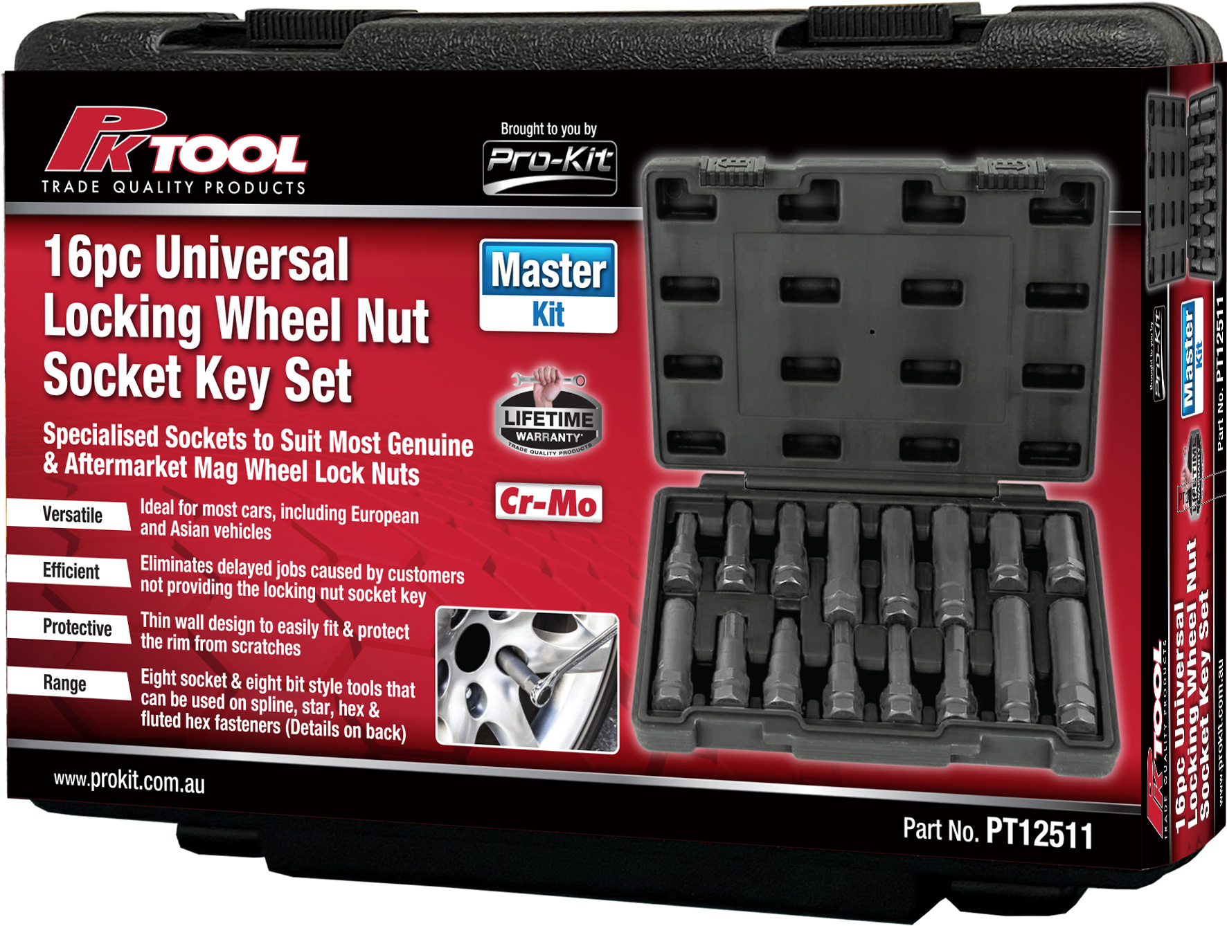 16pc Universal Locking Wheel Nut Socket Key Set