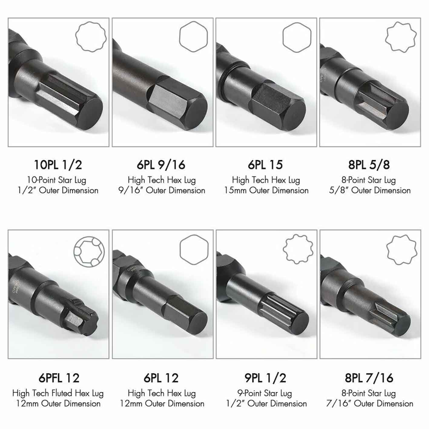 16pc Universal Locking Wheel Nut Socket Key Set