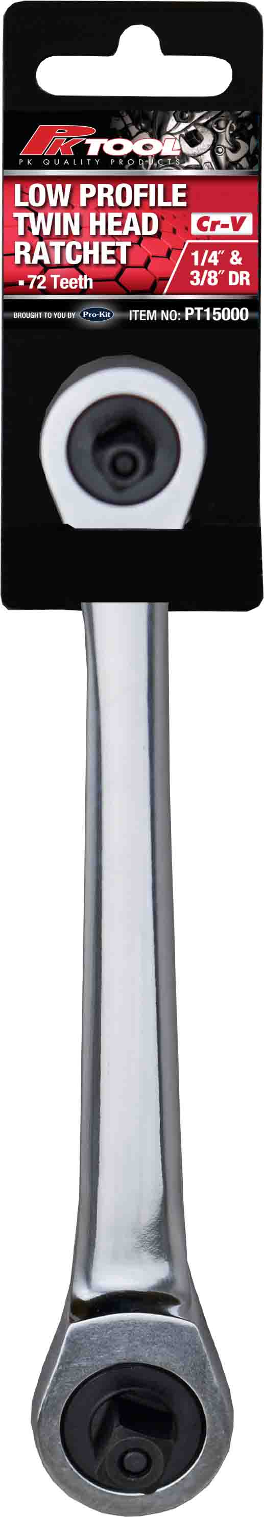 176mm 1/4” & 3/8” Dr Dual Head Low Profile Ratchet
