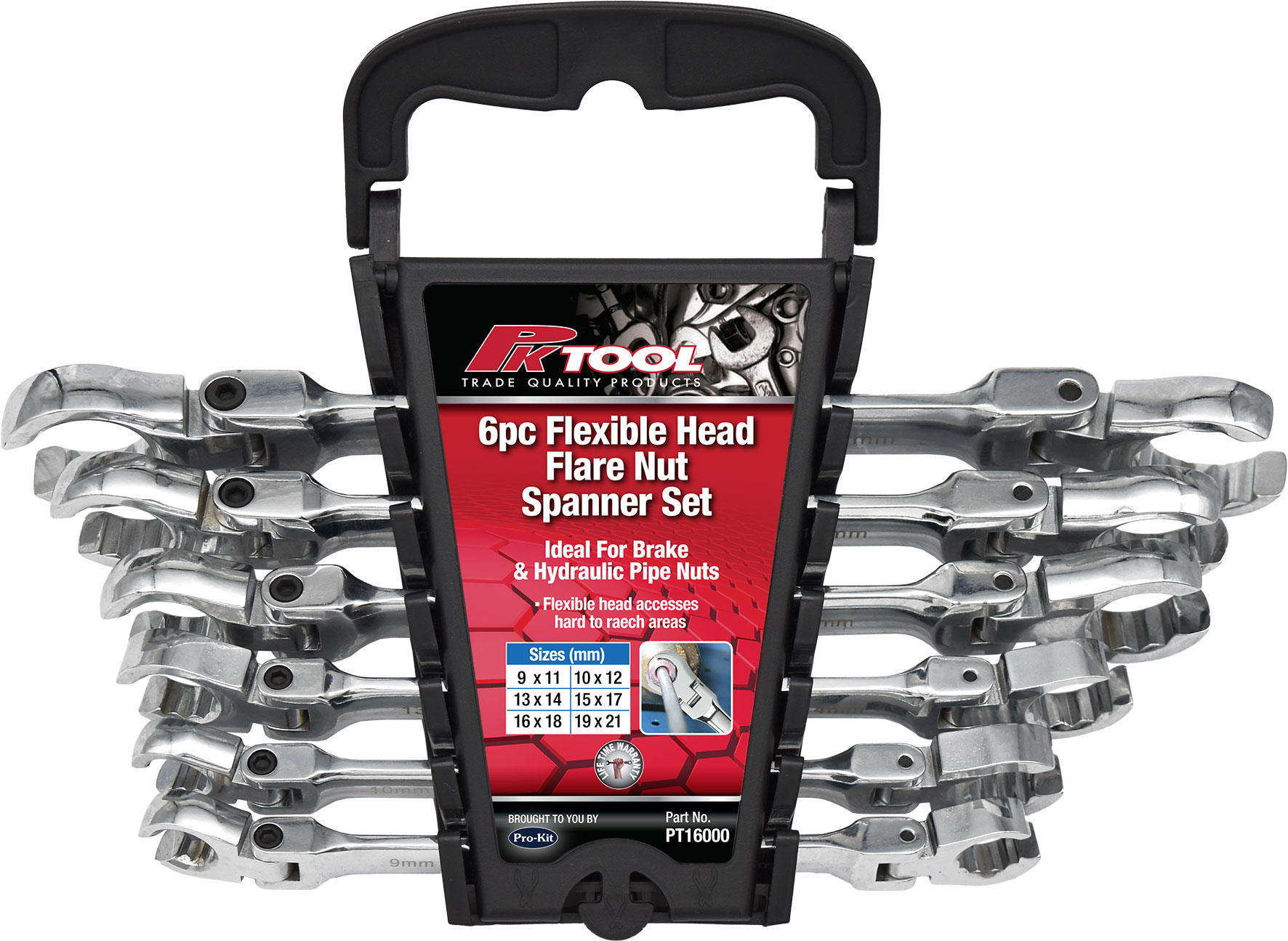 6pc FLEXIBLE HEAD FLARE NUT SPANNER SET