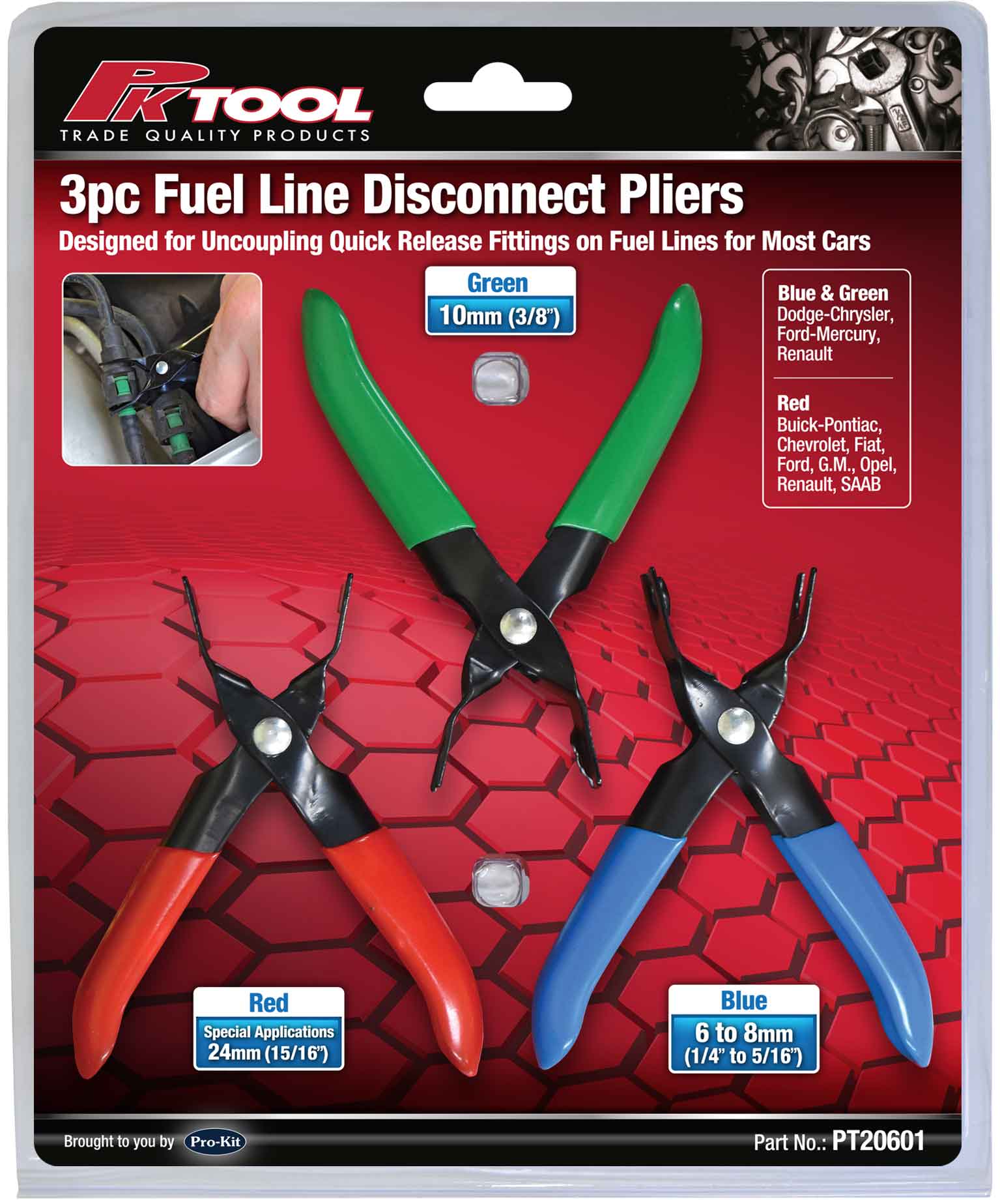 3pc FUEL LINE DISCONNECT TOOL SET