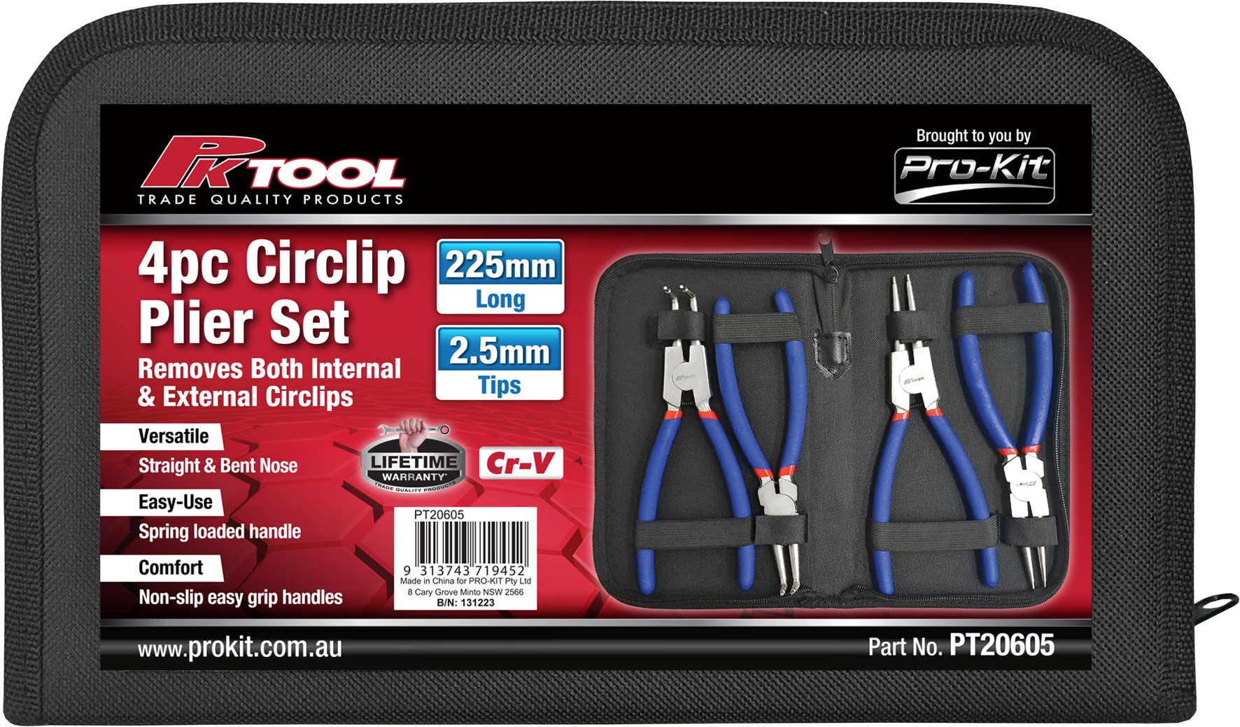 4pc 225mm  CIRCLIP PLIER SET