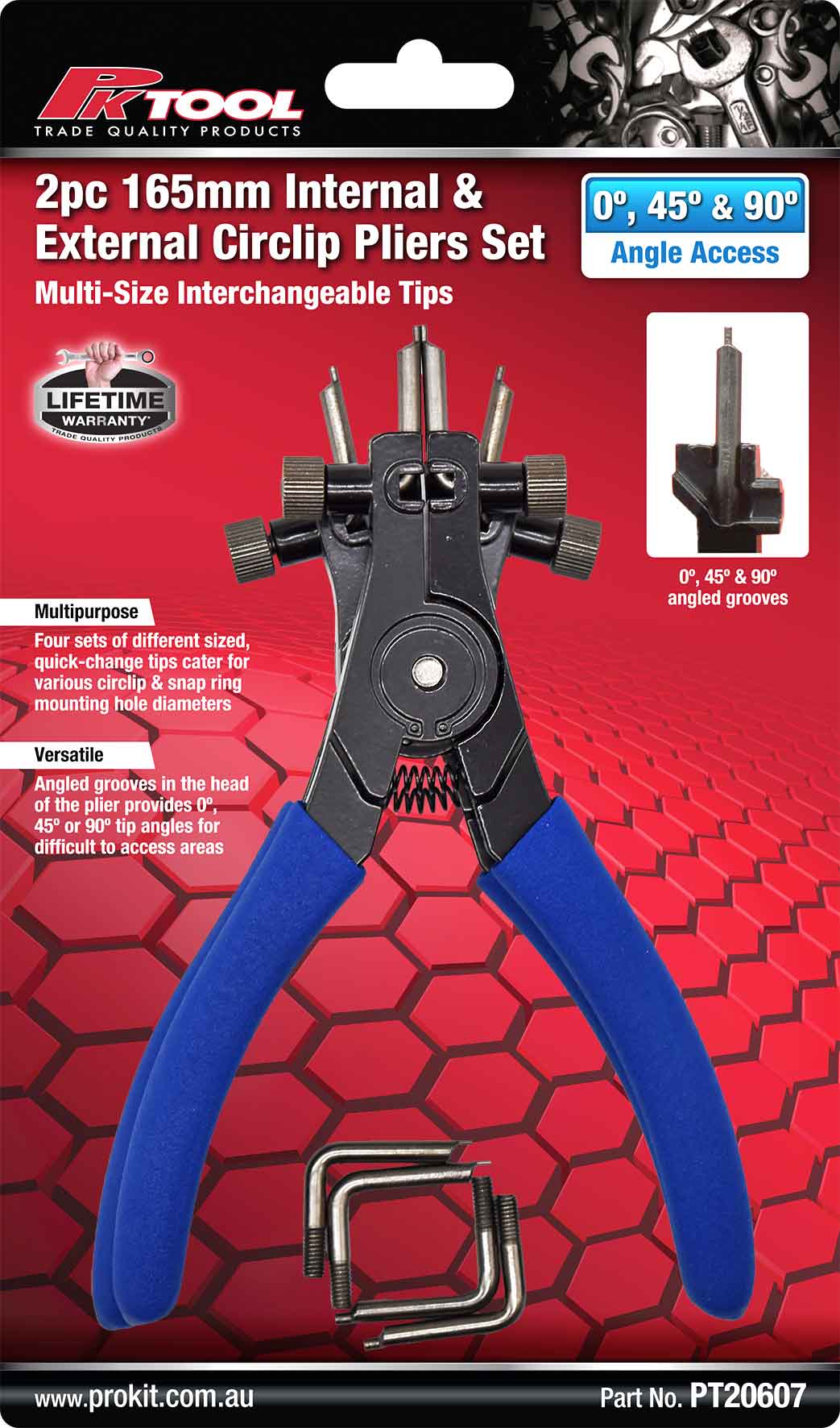 2pc 165mm Internal & External Circlip Pliers Set