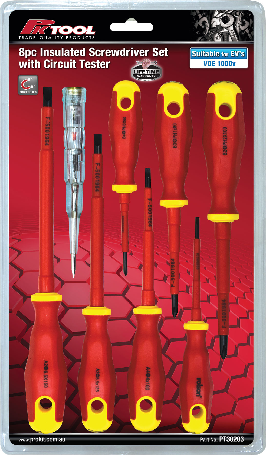 8pc Insulated Electric Car Screwdriver Set with Circuit Tester