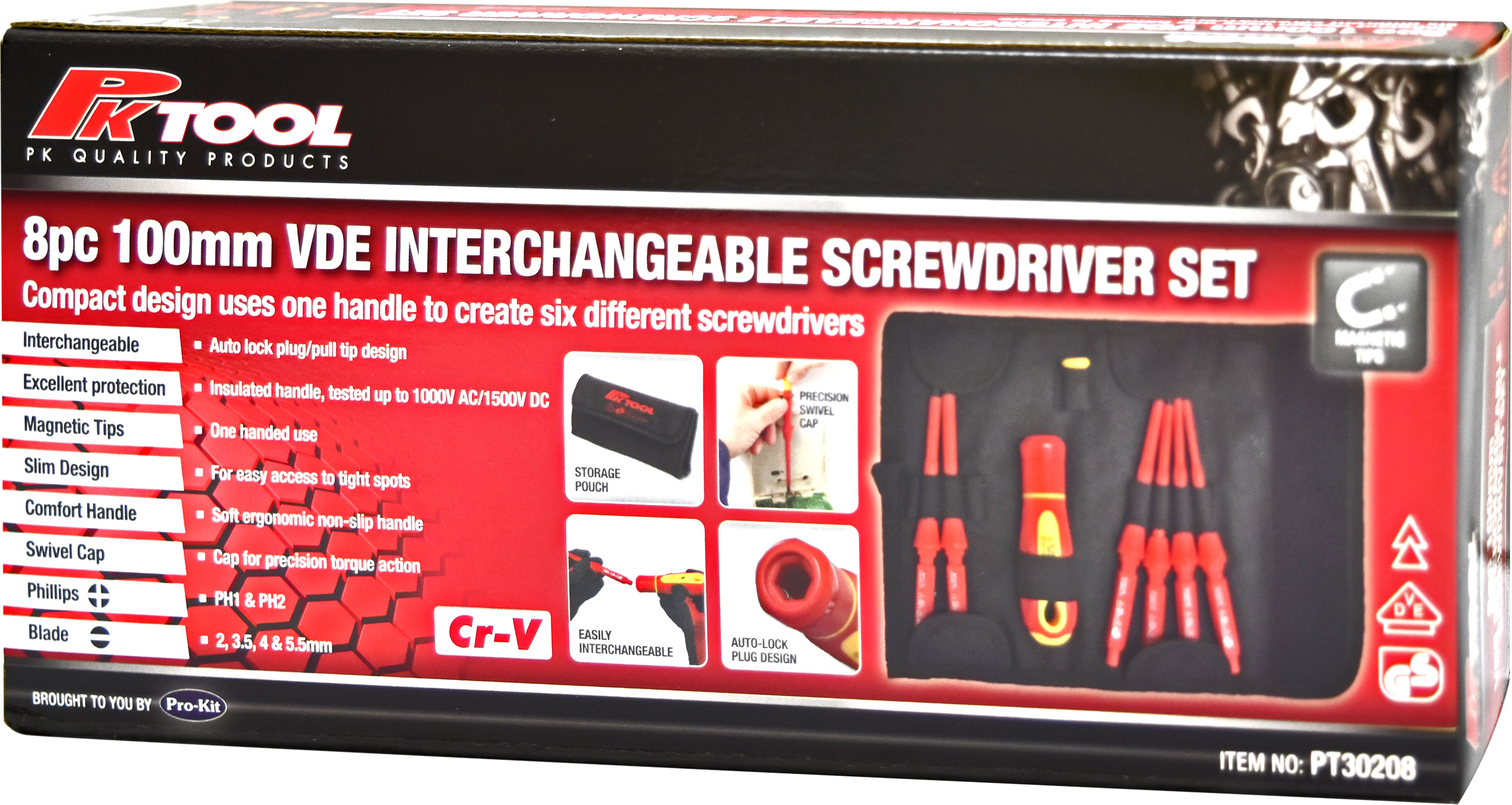 8pc 100mm VDE Interchangeable Insulated Screwdriver Set