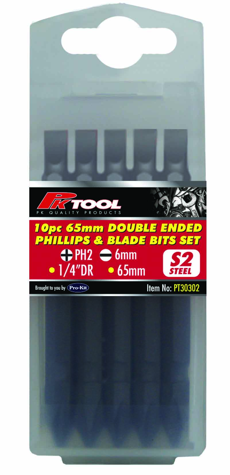 10pc 1/4” Hex 65mm Double Ended Screwdriver Bits Set