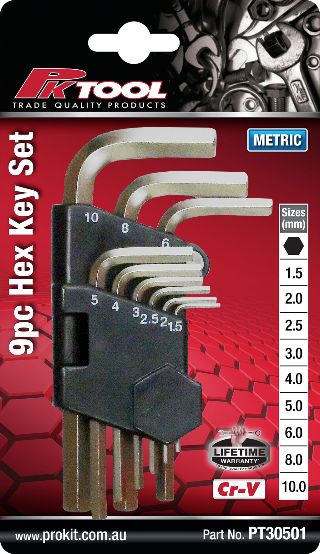 9pc Metric  Hex Key Set