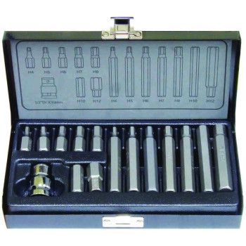 15pc 1/4" Hex Metric Hex Bits Set