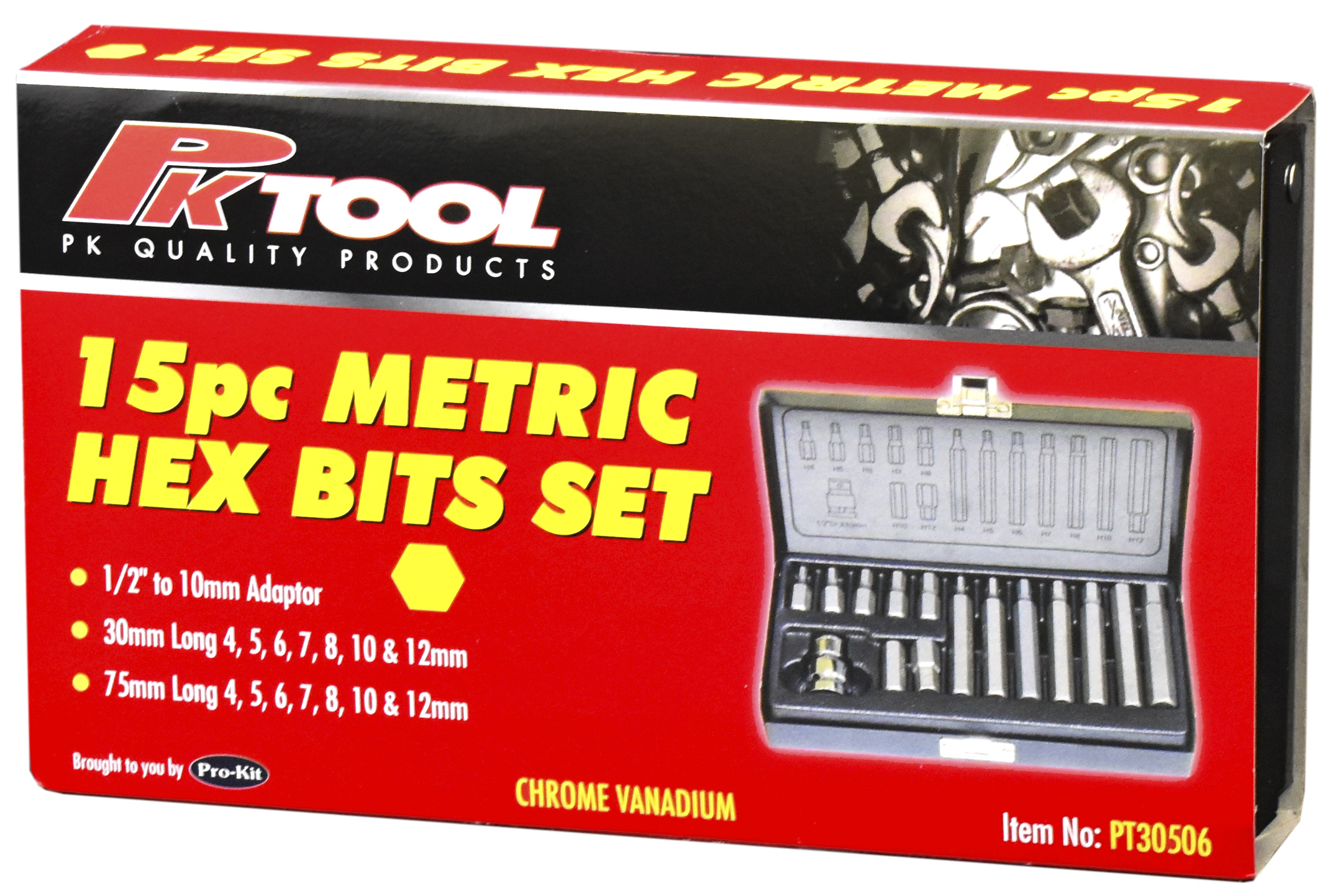 15pc 1/4″ Hex Metric Hex Bits Set