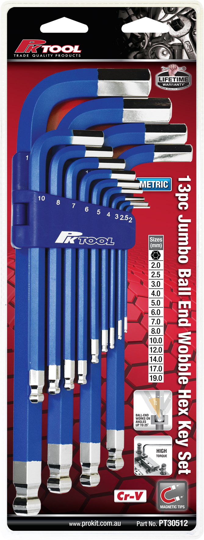 13pc Metric Jumbo Ball End Wobble Hex Key Set