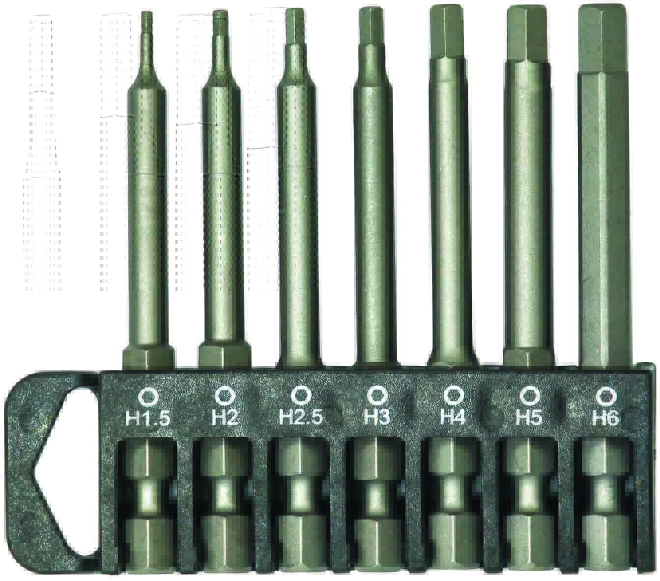 7pc 1/4” Dr Hex 70mm Metric Hex Bits Set