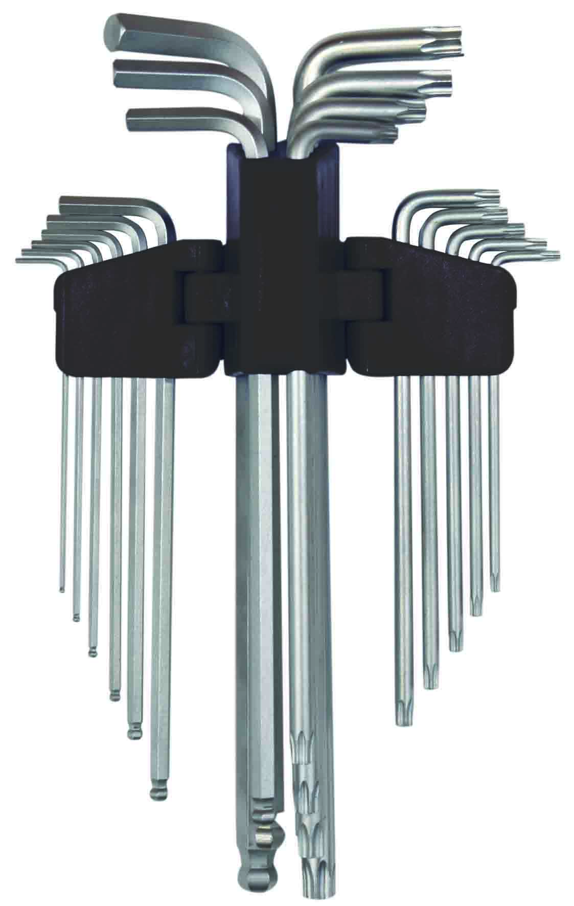 18pc Extra Long Ball End Hex & Star Key Set