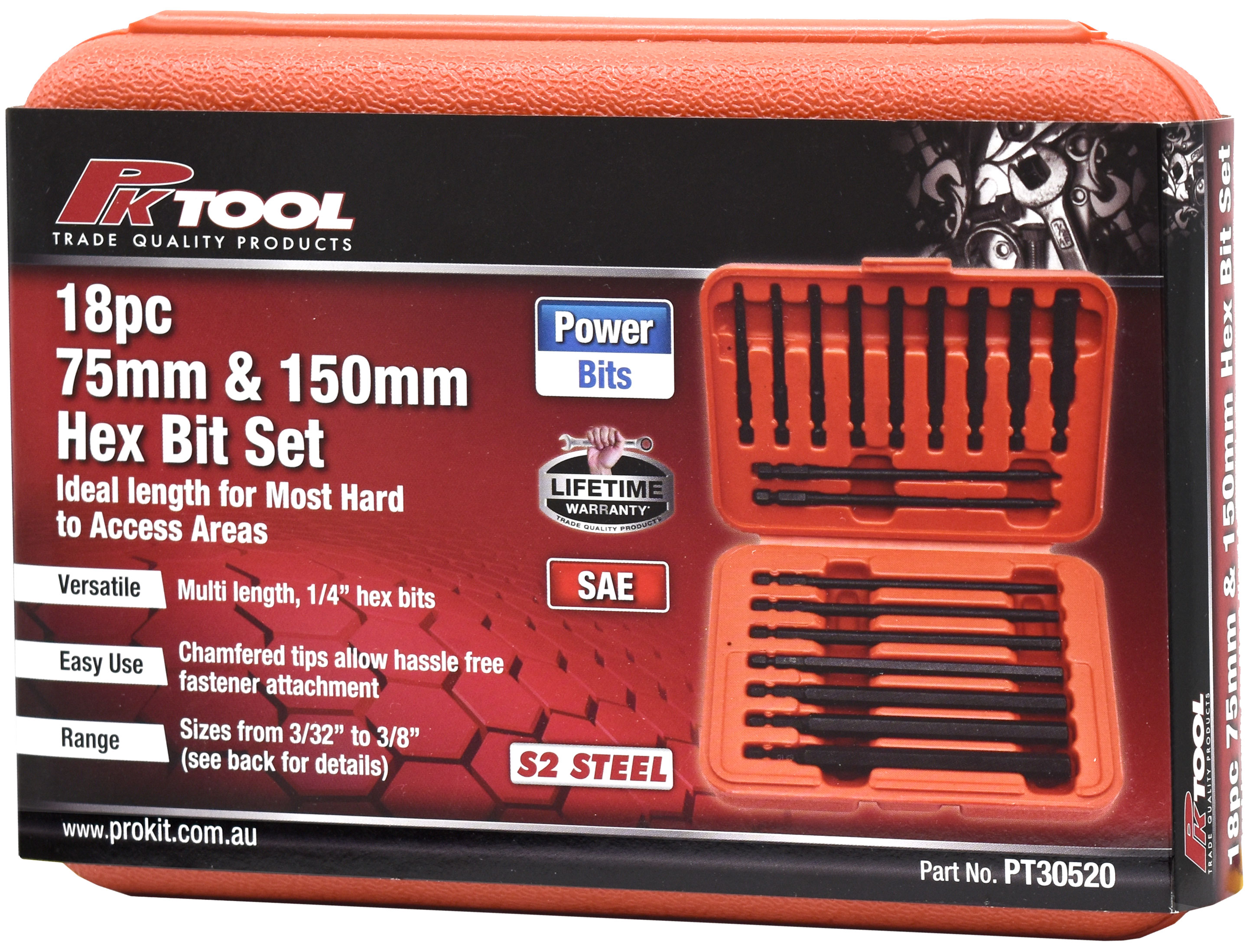 18pc 75mm & 150mm Hex Bit Set