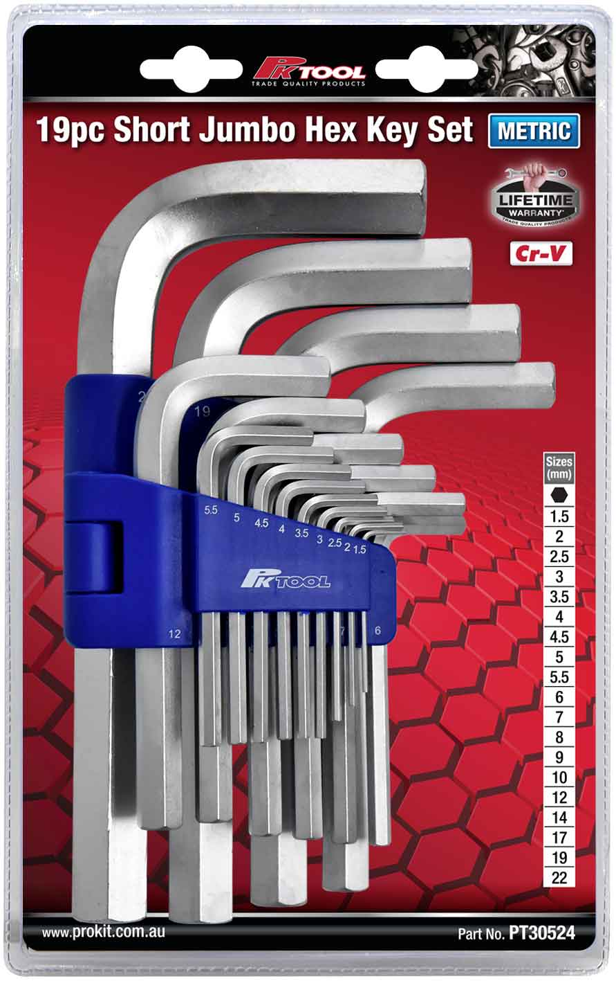 19pc Metric Short Jumbo Hex Key Set