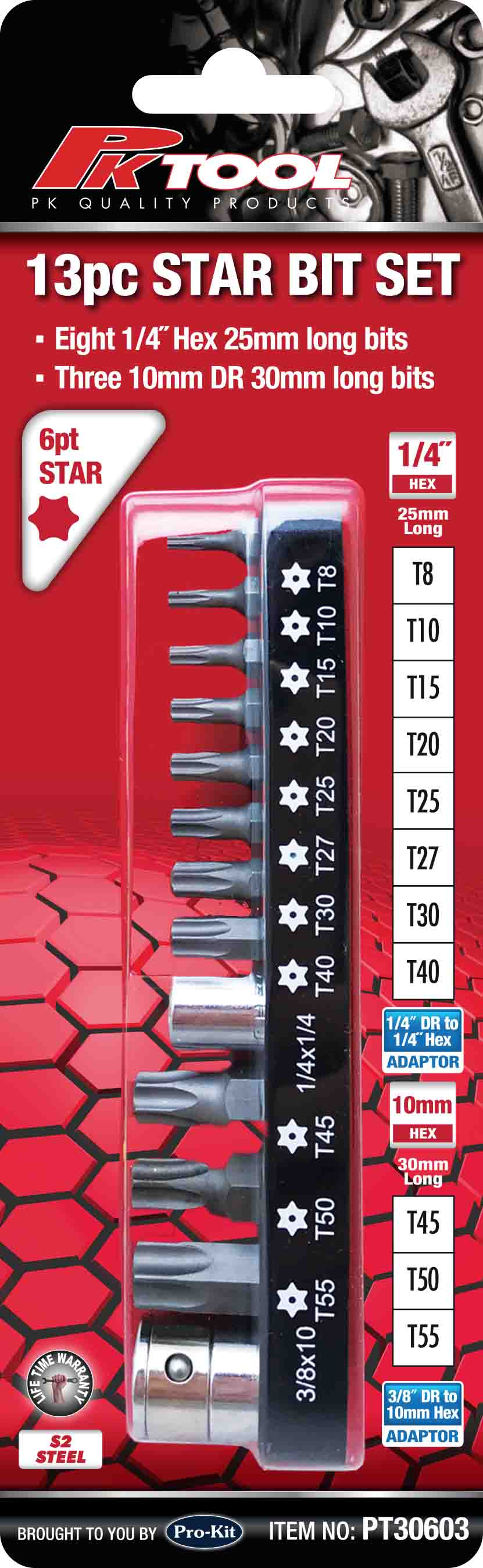 13pc 1/4” & 10mm Hex S2 Steel Bits Star Set