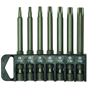 7pc 1/4” Dr Hex 70mm Tamper Star Bits Set