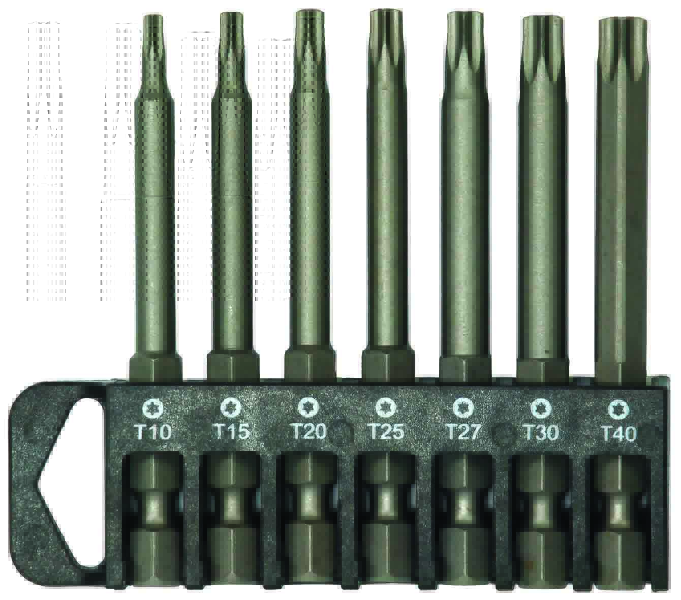 7pc 1/4” Dr Hex 70mm Tamper Star Bits Set