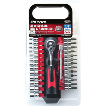 19pc 1/4" Dr Colour-Coded Screwdriver Bits & Ratchet Set