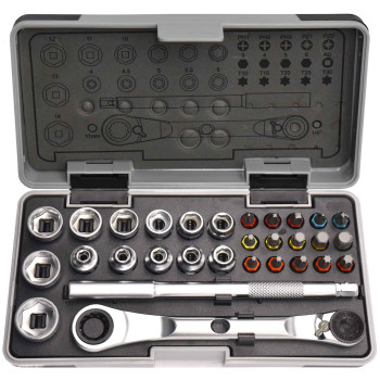 30pc Low Profile Double Ended Ratchet, Sockets & Bits Set