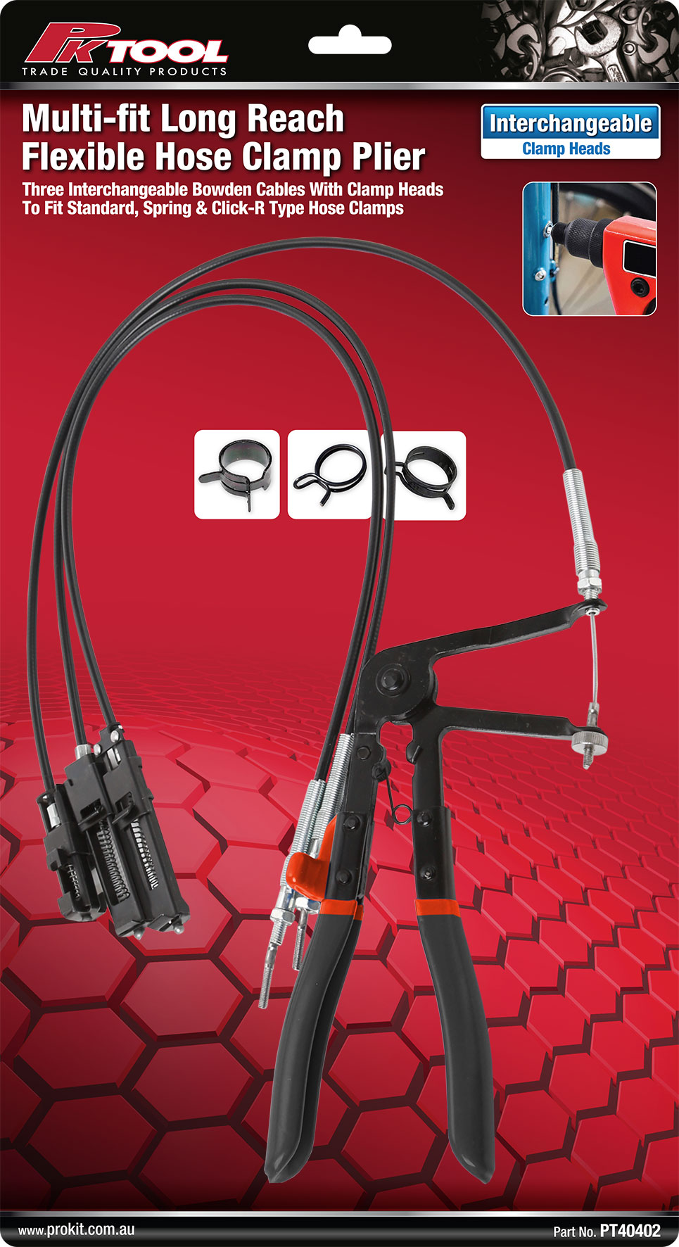 HOSE CLAMP PLIERS WITH INTERCHANGEABLE BOWDEN CABLES