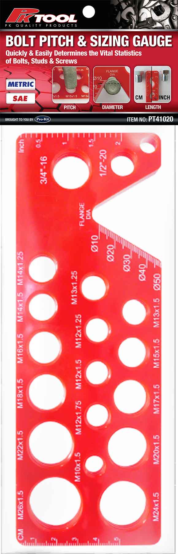 Bolt Pitch & Sizing Gauge