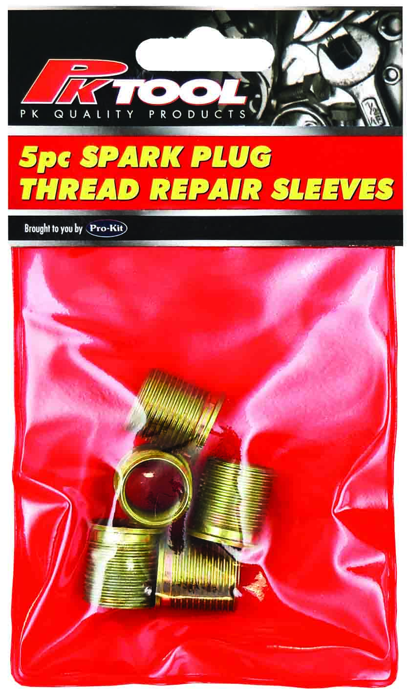 SLEEVE – 5 pc SPARK PLUG THREAD REPAIR REPLACEMENT FOR PT41100 M14 X 1.25 X 17.5MM LIGHT COLOUR